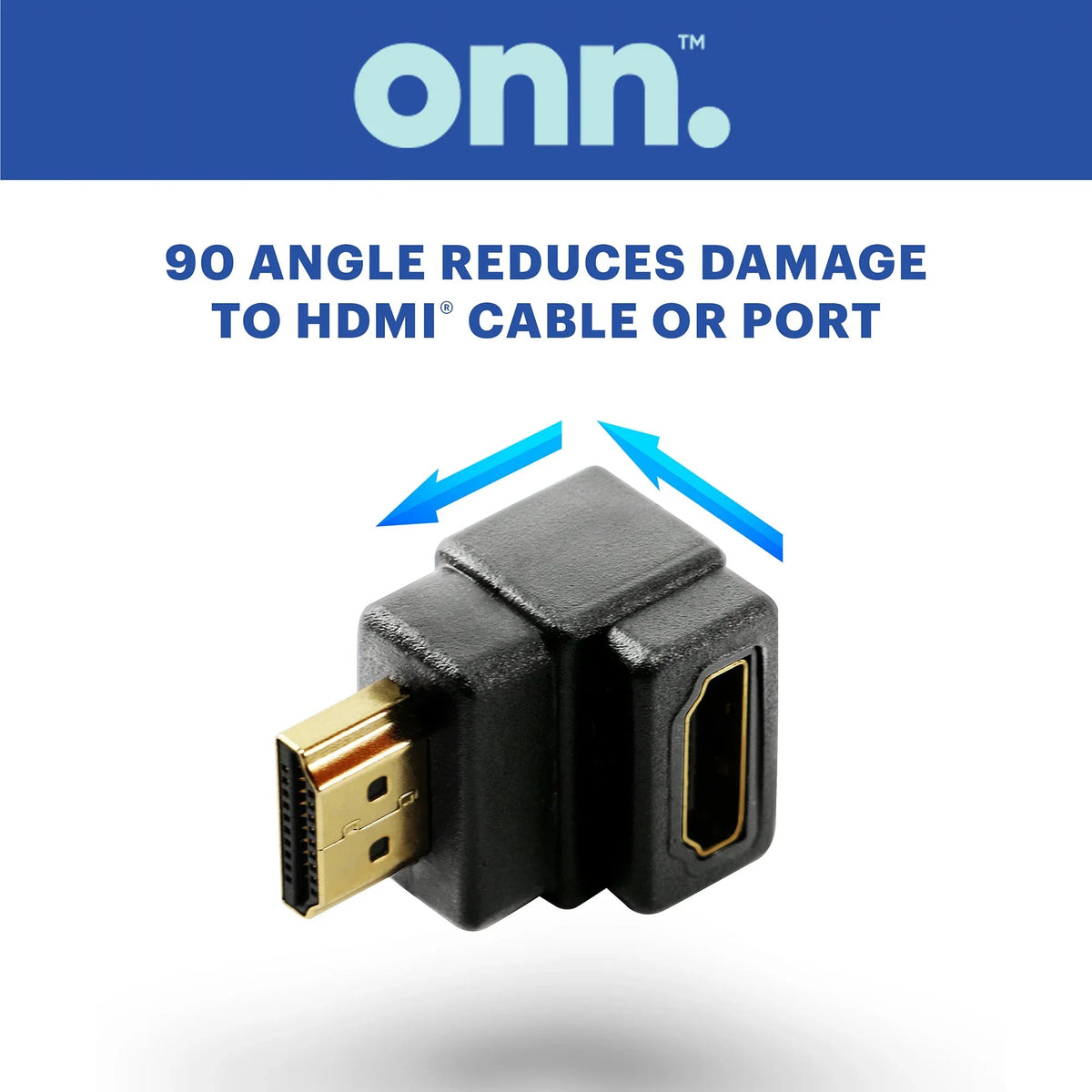 onn HDMI 90-Degree Adapter, Black