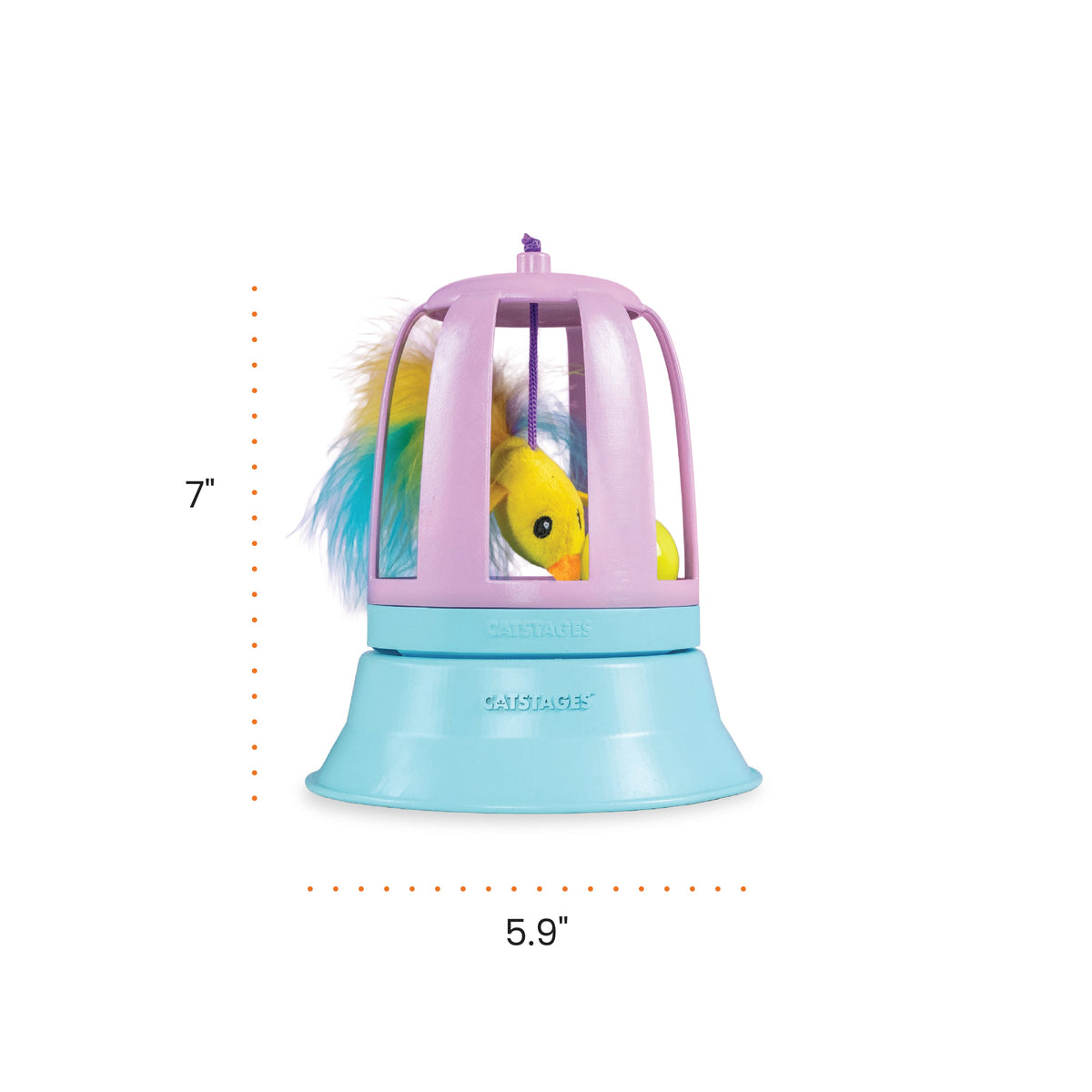 Catstages 2-in-1 Chirping Bird Interactive Cat Toy – Touch-Activated Toy with Sound and Ball Track Fun, Standalone Toy or Track Add-On, Purple