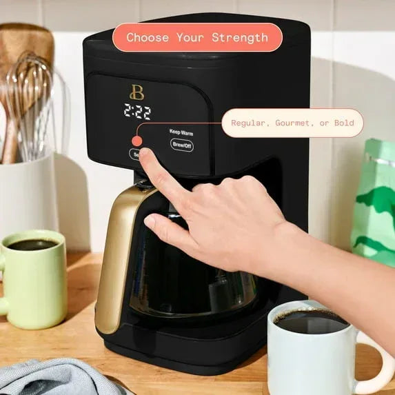 Beautiful 12 Cup Programmable Coffee Maker, White Icing by Drew Barrymore