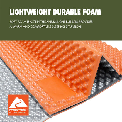 Ozark Trail Foldable Sleeping Pad, Outdoor, Light Weight, Product Size 72.8in x 21.6in, Material PE