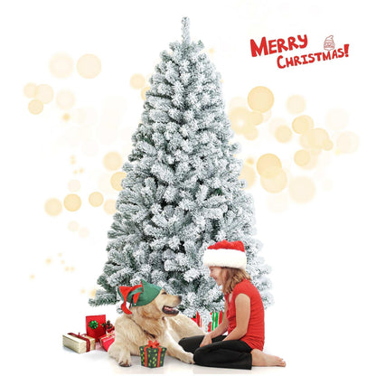 Costway CM22067 6 ft. Unlit Premium Snow Flocked Hinged Artificial Christmas Tree