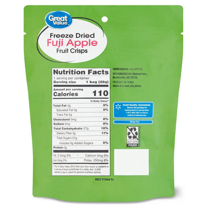 Great Value Freeze Dried Fuji Apple Fruit Crisps, 1 oz