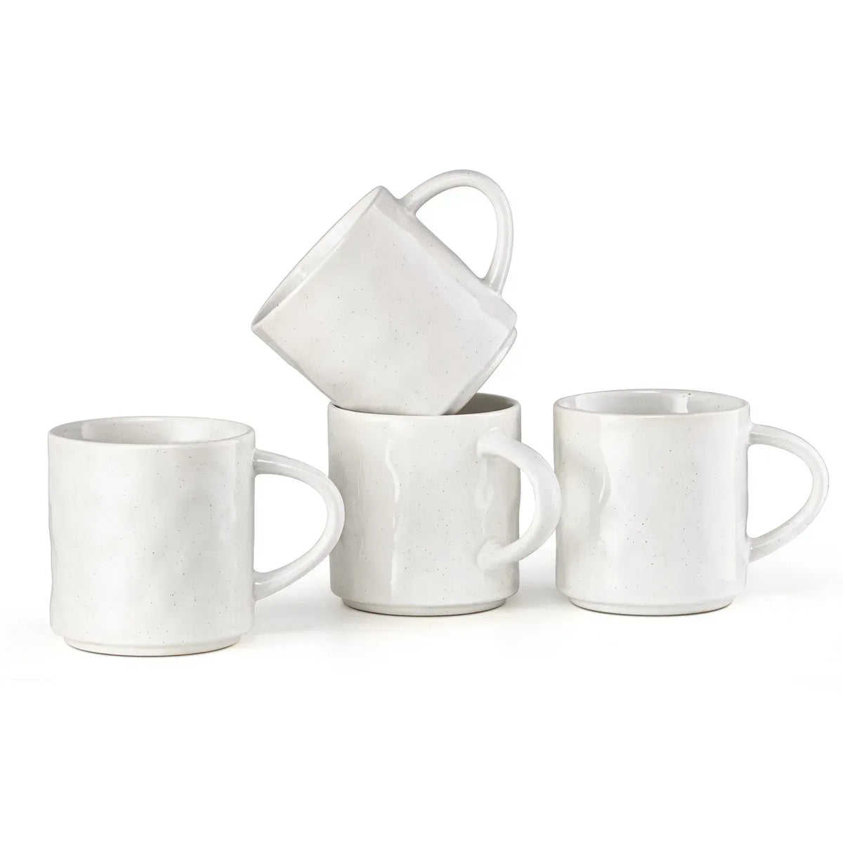 Vesteel Coffee Mug Set of 4, Ceramic Coffee Cups with Handles, 14oz Stoneware Mugs Set for Coffee Tea Milk, Wave Design Mug Gifts for Home Office Restaurant