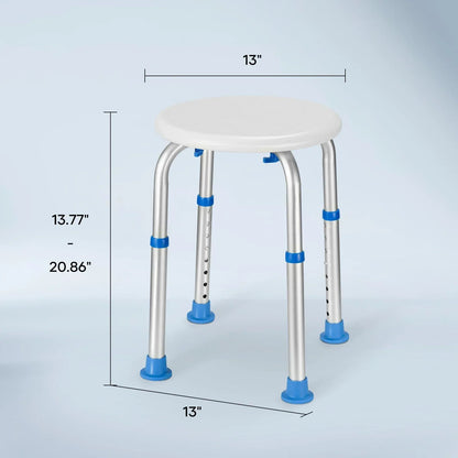 Naipo Shower Chair Bathtub Stool Seat w/ Anti-Slip Rubber, Adjustable Lightweight for Seniors, Disabled, Handicap, Tool-Free Assembly, Blue