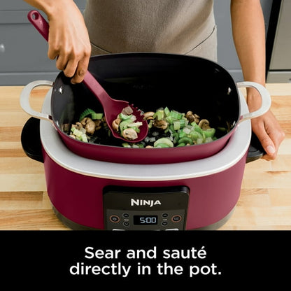 Ninja 10-in-1 Foodi Possible 8.5 Qt Multi-Cooker, Slow Cook, Dutch Oven, Steamer, Triple Heat Fusion, Glass Lid & Integrated Spoon, MC1000WM Cherry Tarte