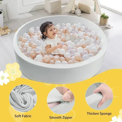 Hawsaiy Foam Ocean Ball Pit for Baby Infants and Toddlers Ages 1-3, Soft Round Play Area for Indoor/Outdoor Use, No Balls Included, Gray