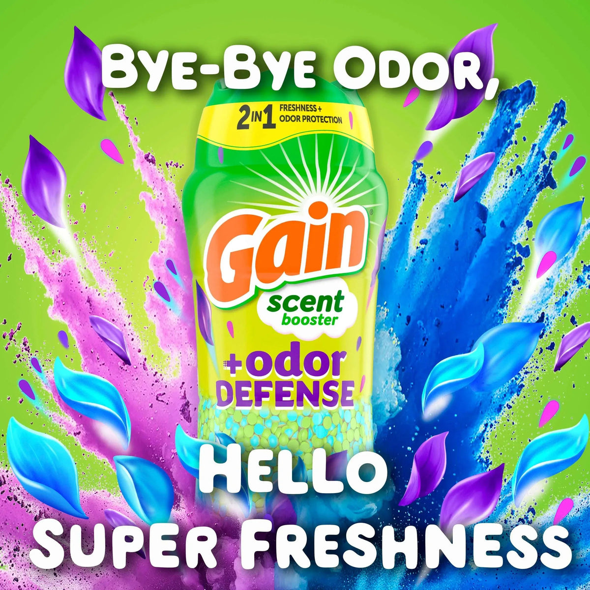 Gain Odor Defense 2-in-1 In-Wash Laundry Scent Booster Beads, Super Fresh Blast Scent, 4.8 oz