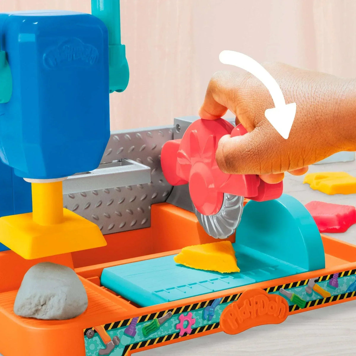 Play-Doh Stamp & Saw Tool Bench Playset, Construction Toys for Ages 3+, Kids Arts & Crafts