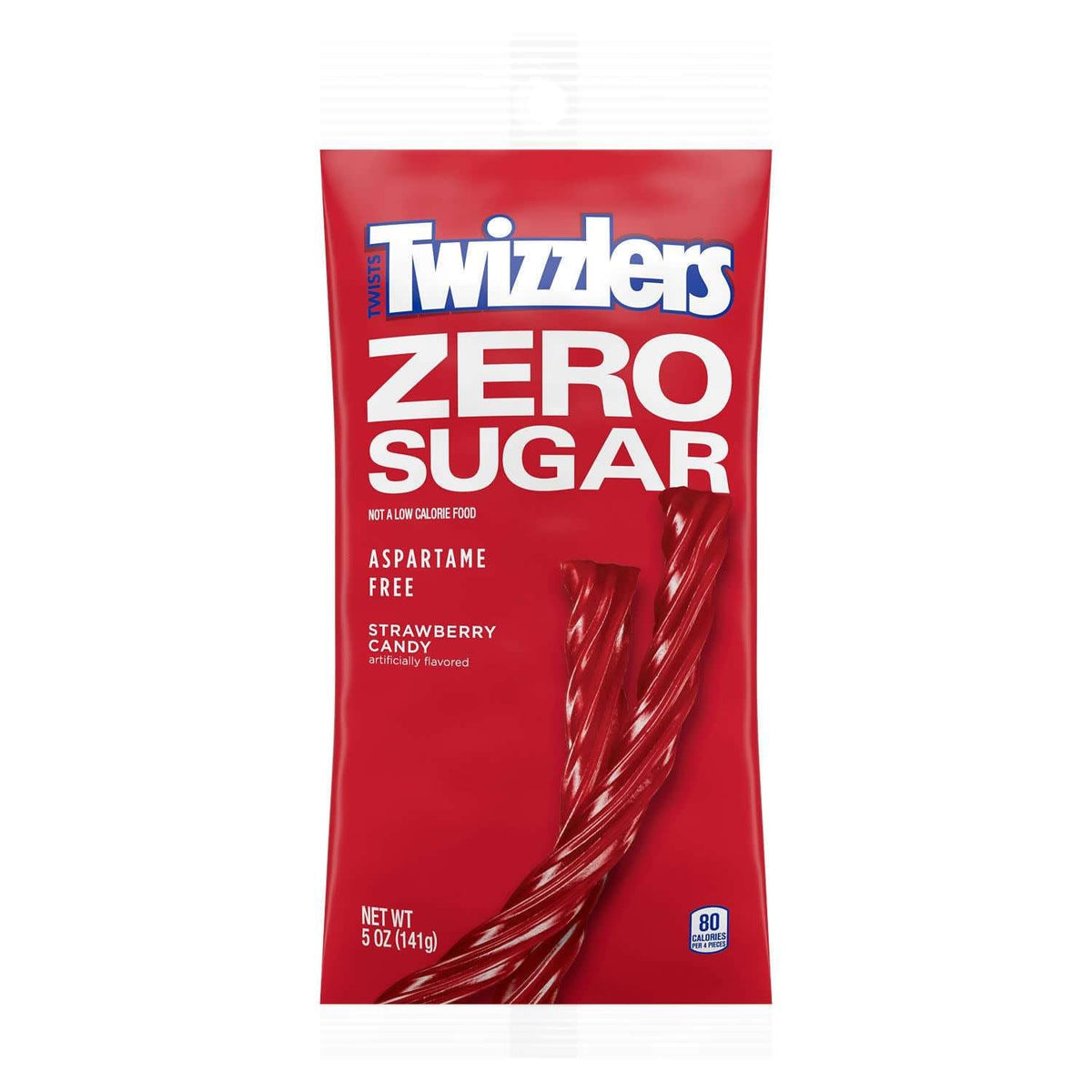 Twizzlers Zero Sugar Twists Strawberry Flavored Licorice Style Candy, Bag 5 oz