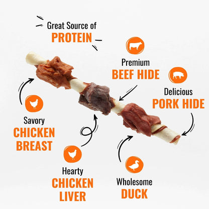 Good 'n' Fun Triple Flavor Kabobs, Rawhide Chews for All Dogs