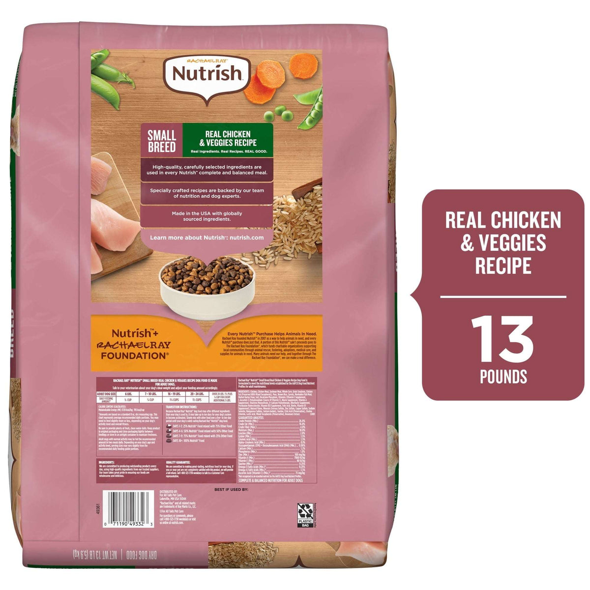 Rachael Ray Nutrish Dry Dog Food Small Breed Real Chicken & Veggies Recipe, 5lb.