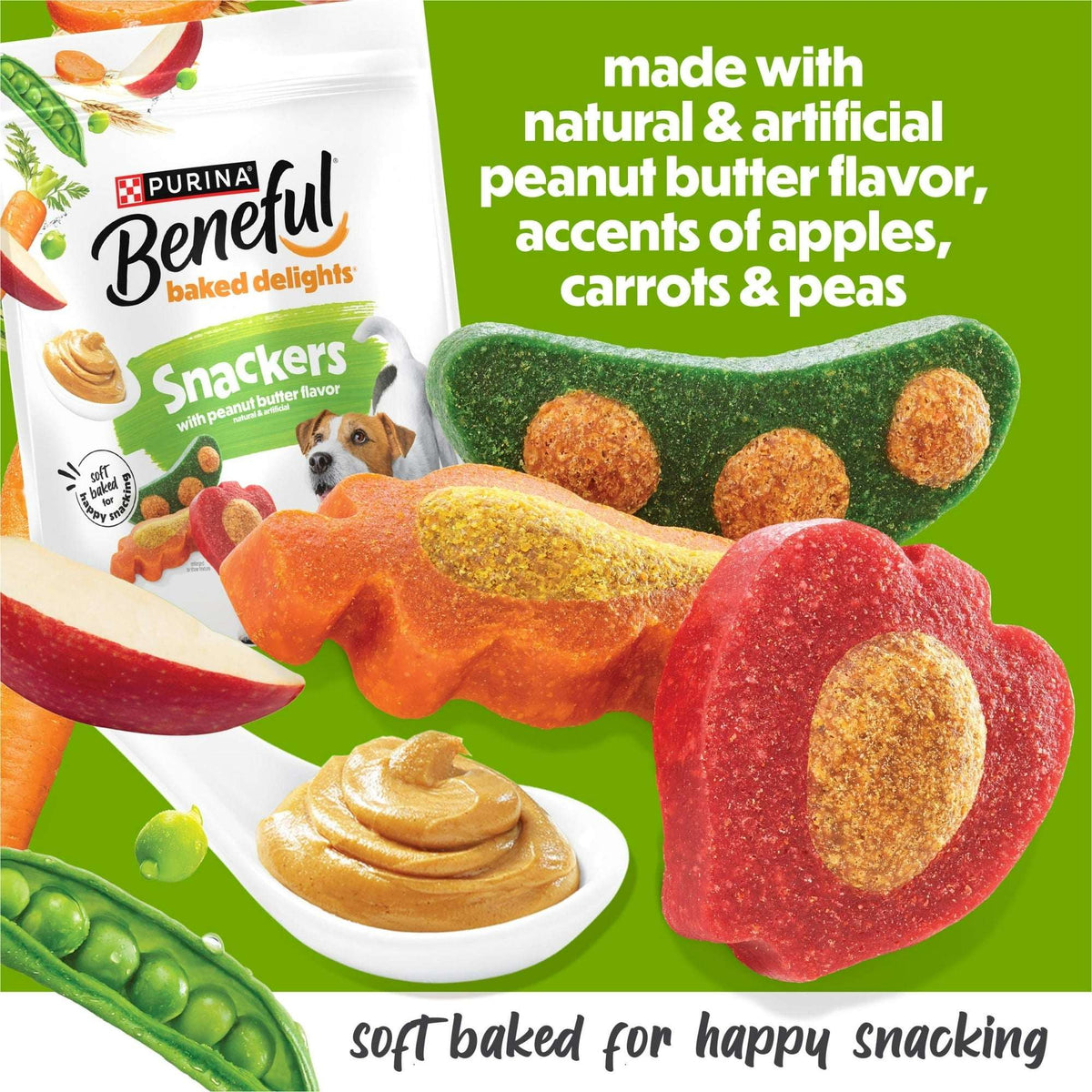 Purina Beneful Baked Delights Snackers with Peanut Butter Flavor Soft Baked Treats for Dogs