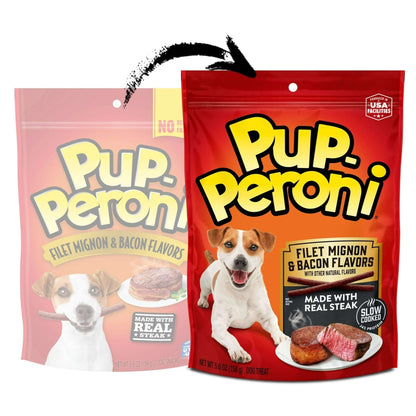 Pup Peroni Filet Mignon & Bacon Flavor Dog Treats, 5.6oz Bag