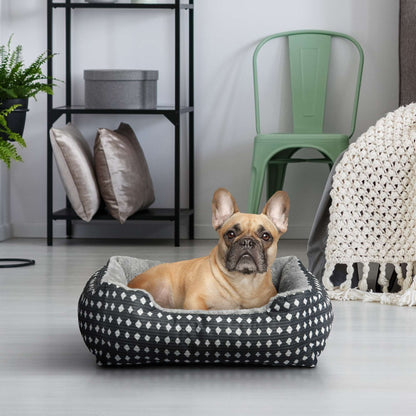 (3 pack) Vibrant Life Dog Bed, Cat Bed, Puppy Bed, Plush Cuddle Bed for Small Breeds, 19" x 15",Black & White Diamonds