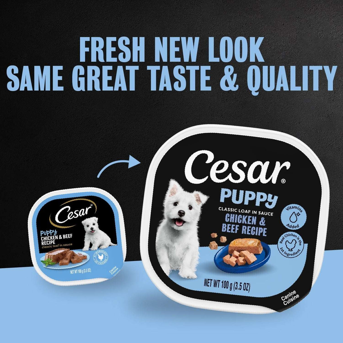 Cesar Classic Loaf In Sauce Chicken And Beef Recipe Wet Dog Food For Puppies, 3.5 Oz Tray