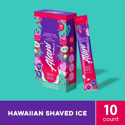 Alani Nu HAWAIIAN SHAVED ICE, Energy Sticks Drink Powder, 200mg Caffeine, Pre Workout Performance with Antioxidants, On-The-Go Drink Mix, Biotin, B Vitamins, Zero Sugar, 5 Calories, 10 Pack