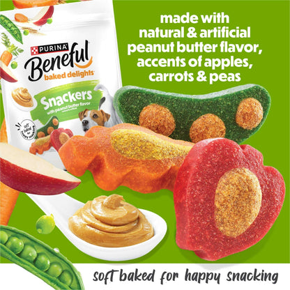 Purina Beneful Baked Delights Snackers with Peanut Butter Flavor Soft Baked Treats for Dogs, 22 oz.
