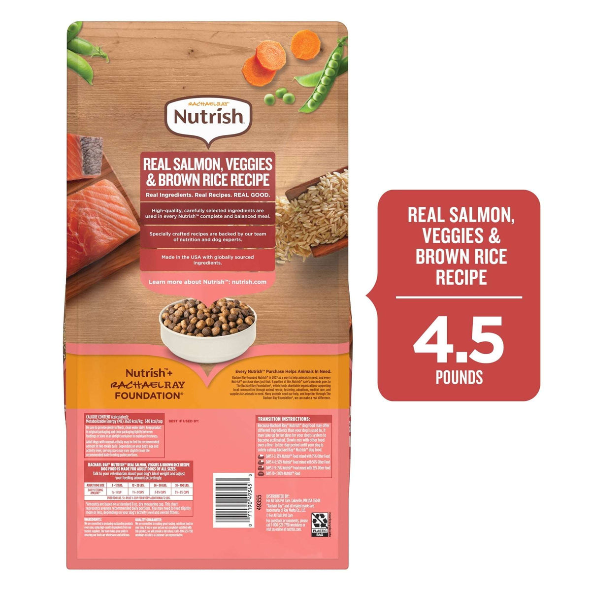 Rachael Ray Nutrish Dry Dog Food Real Salmon, Veggies & Brown Rice Recipe
