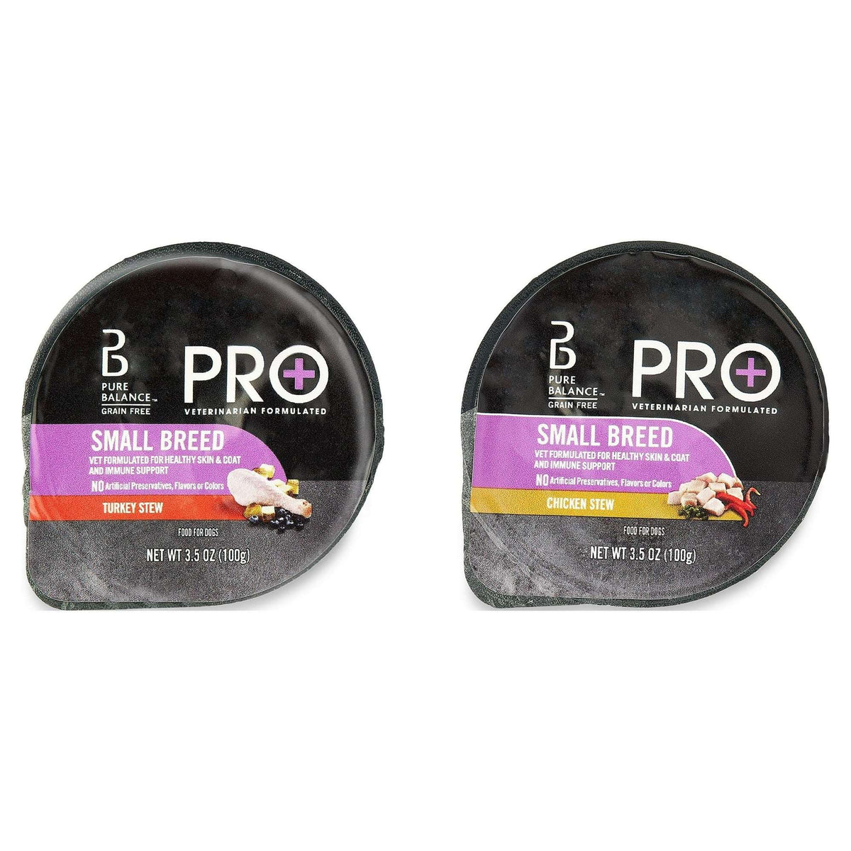 Pure Balance Pro+ Small Breed Turkey and Chicken Stew Variety Pack Wet Dog Food 3.5oz Cups (12 Pack)