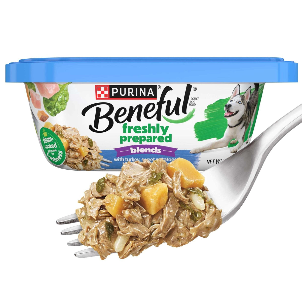 (4 pack) Purina Beneful Freshly Prepared Blends Wet Dog Food with Turkey, Sweet Potatoes, Brown Rice and Spinach, 10 oz Tub