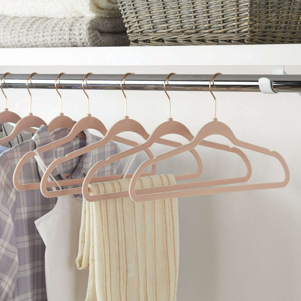 Better Homes & Gardens Velvet Adult Clothing Hangers, Beige, Non-Slip, Space Saving, 30 Count