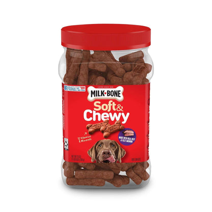Milk Bone Soft & Chewy Dog Treats, Made with Real Beef & Filet Mignon, 25 oz Canister