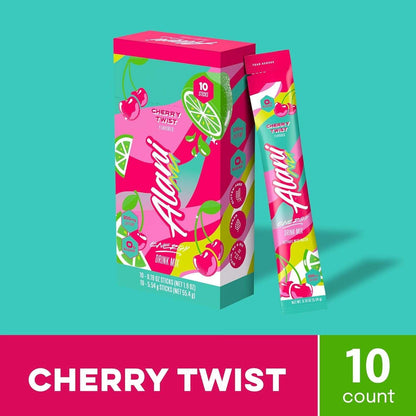 Alani Nu CHERRY TWIST Energy Sticks, Energy Drink Powder, 200mg Caffeine, Pre Workout Performance with Antioxidants, On-The-Go Drink Mix, Biotin, B Vitamins, Zero Sugar, 5-10 Calories, 10 Pack
