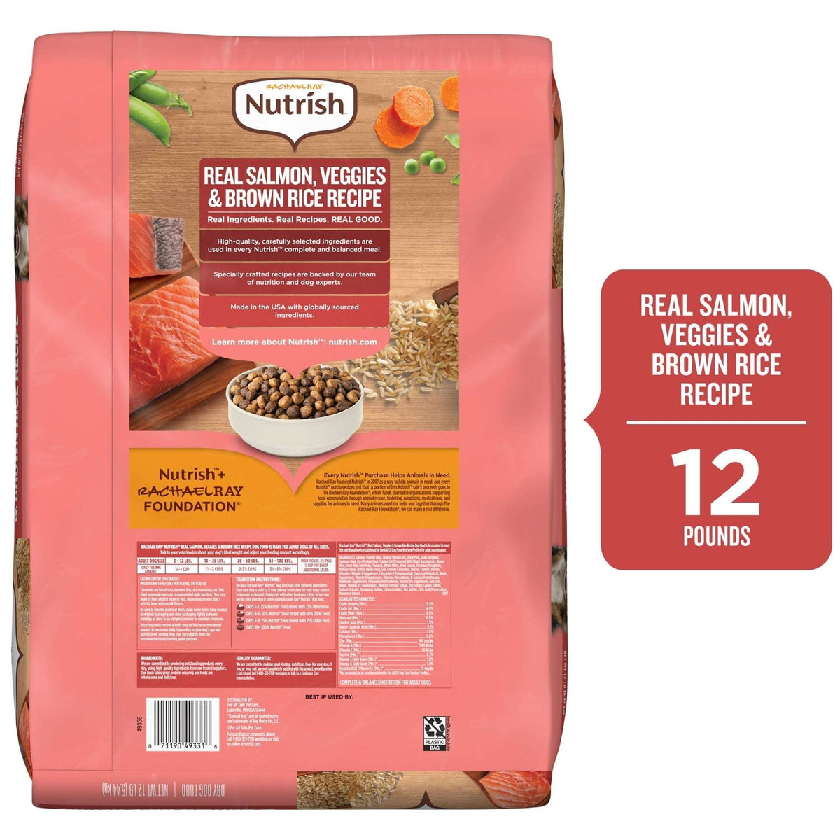 Rachael Ray Nutrish Dry Dog Food Real Salmon, Veggies & Brown Rice Recipe