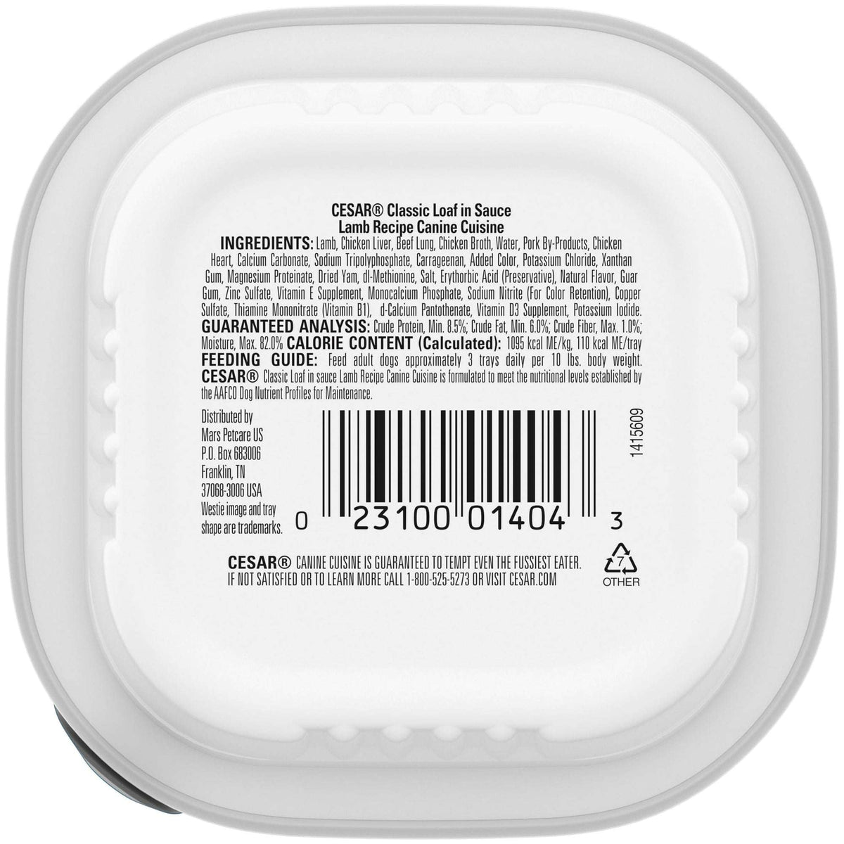 Cesar Classic Loaf In Sauce Lamb Recipe Wet Dog Food, 3.5 Oz