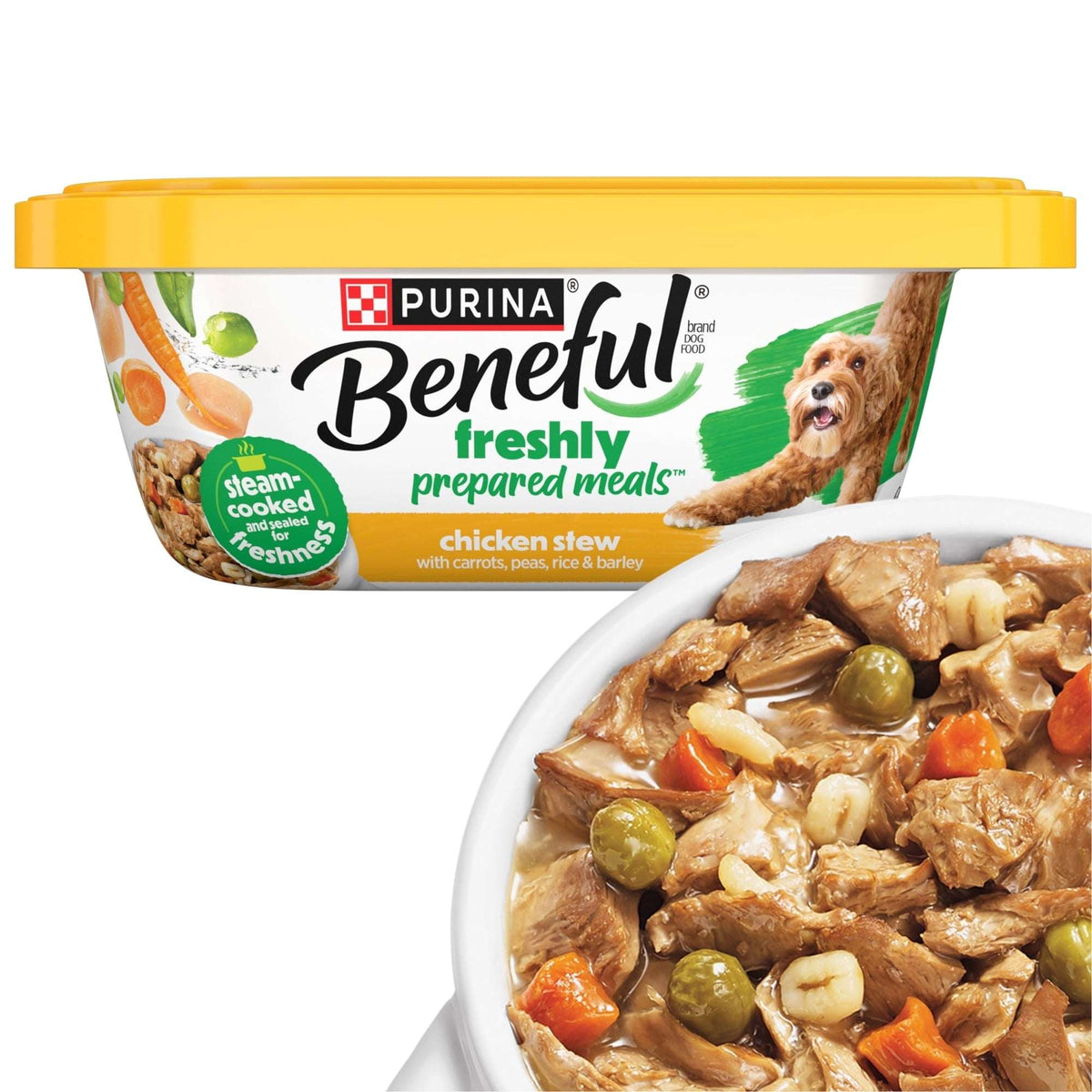 (6 pack) Purina Beneful Dog Food Freshly Prepared Meals, High Protein Wet Dog Food, Dog Food Gravy, Chicken Stew, 10 oz.