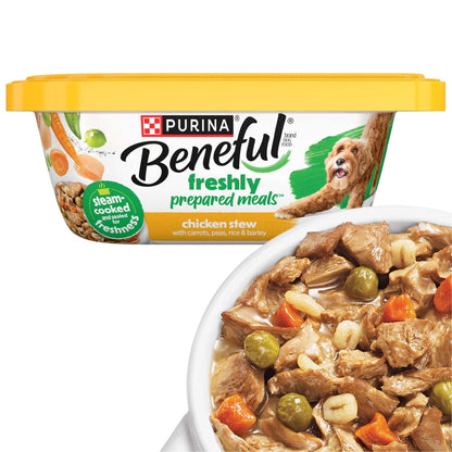 (6 pack) Purina Beneful Dog Food Freshly Prepared Meals, High Protein Wet Dog Food, Dog Food Gravy, Chicken Stew, 10 oz.