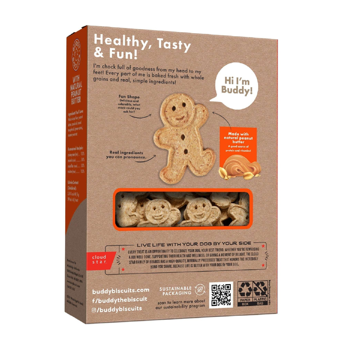 Buddy Biscuits Crunchy Dog Treats, Peanut Butter, 16 oz. Box