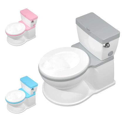 2-in-1 Toddler Potty Training Toilet with Flushing Sound,Blue – Detachable Seat for Boys & Girls, Wipes & Toilet Paper Storage, Easy Clean