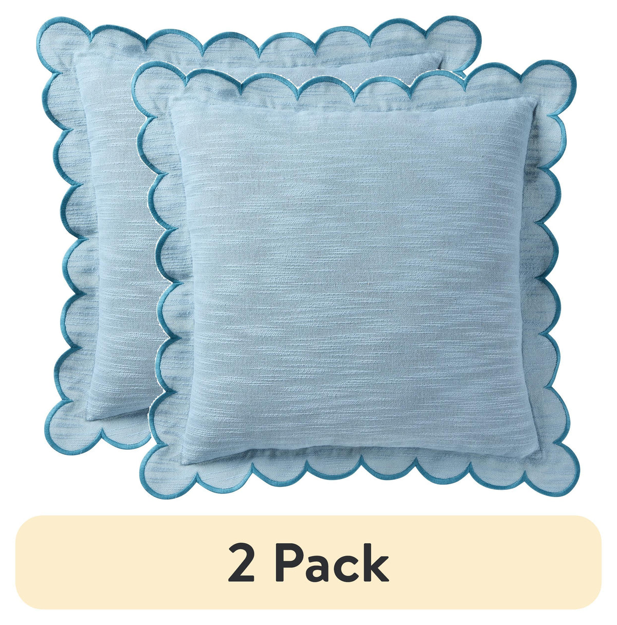 Home Decor Collection 19" x 19" Sage Green Scallop Flange Cotton-Rich Decorate Pillow