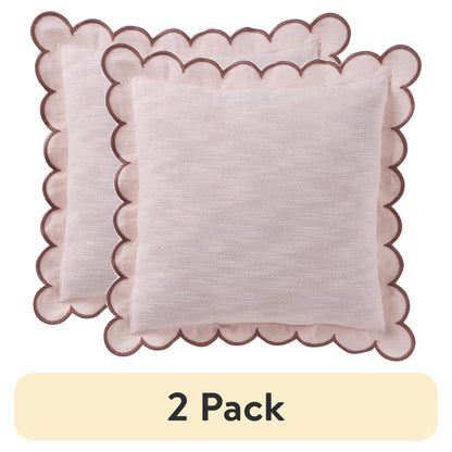 Home Decor Collection 19" x 19" Sage Green Scallop Flange Cotton-Rich Decorate Pillow