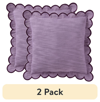 Home Decor Collection 19" x 19" Sage Green Scallop Flange Cotton-Rich Decorate Pillow