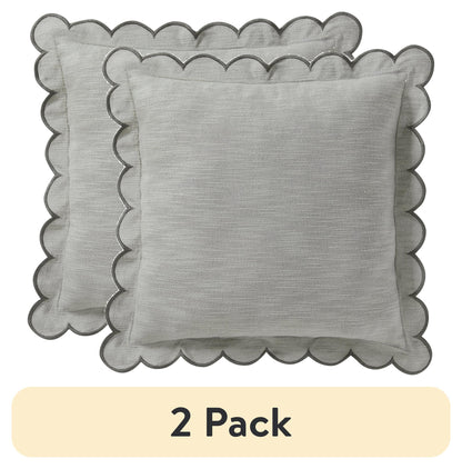 Home Decor Collection 19" x 19" Sage Green Scallop Flange Cotton-Rich Decorate Pillow