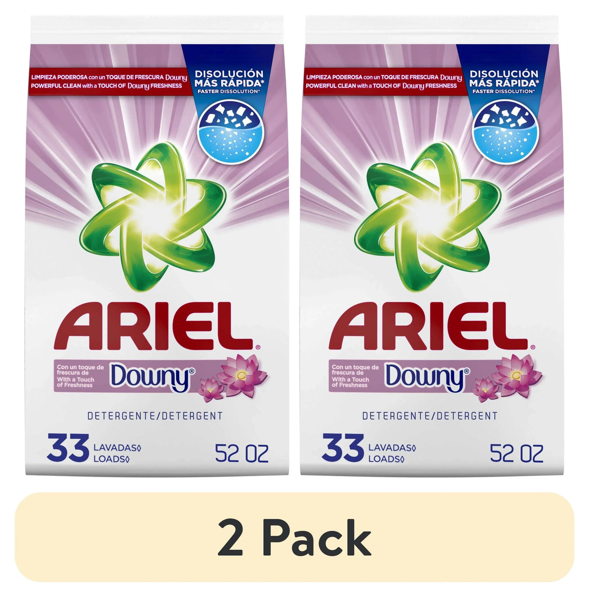(2 pack) Ariel with a Touch of Downy Freshness Powder Laundry Detergent, 105 oz, 66 Loads