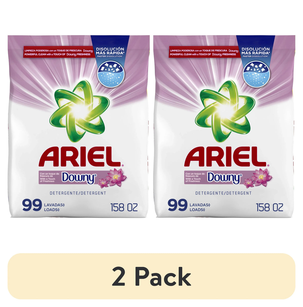 (2 pack) Ariel with a Touch of Downy Freshness Powder Laundry Detergent, 105 oz, 66 Loads