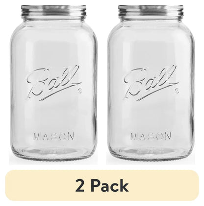 Ball Gallon Mason Jar with Stainless Steel Lid, Airtight Glass Storage Container with Lid, Extra Large Ball Jar for Flour, Sugar, Dog Treats, and Pantry Organization