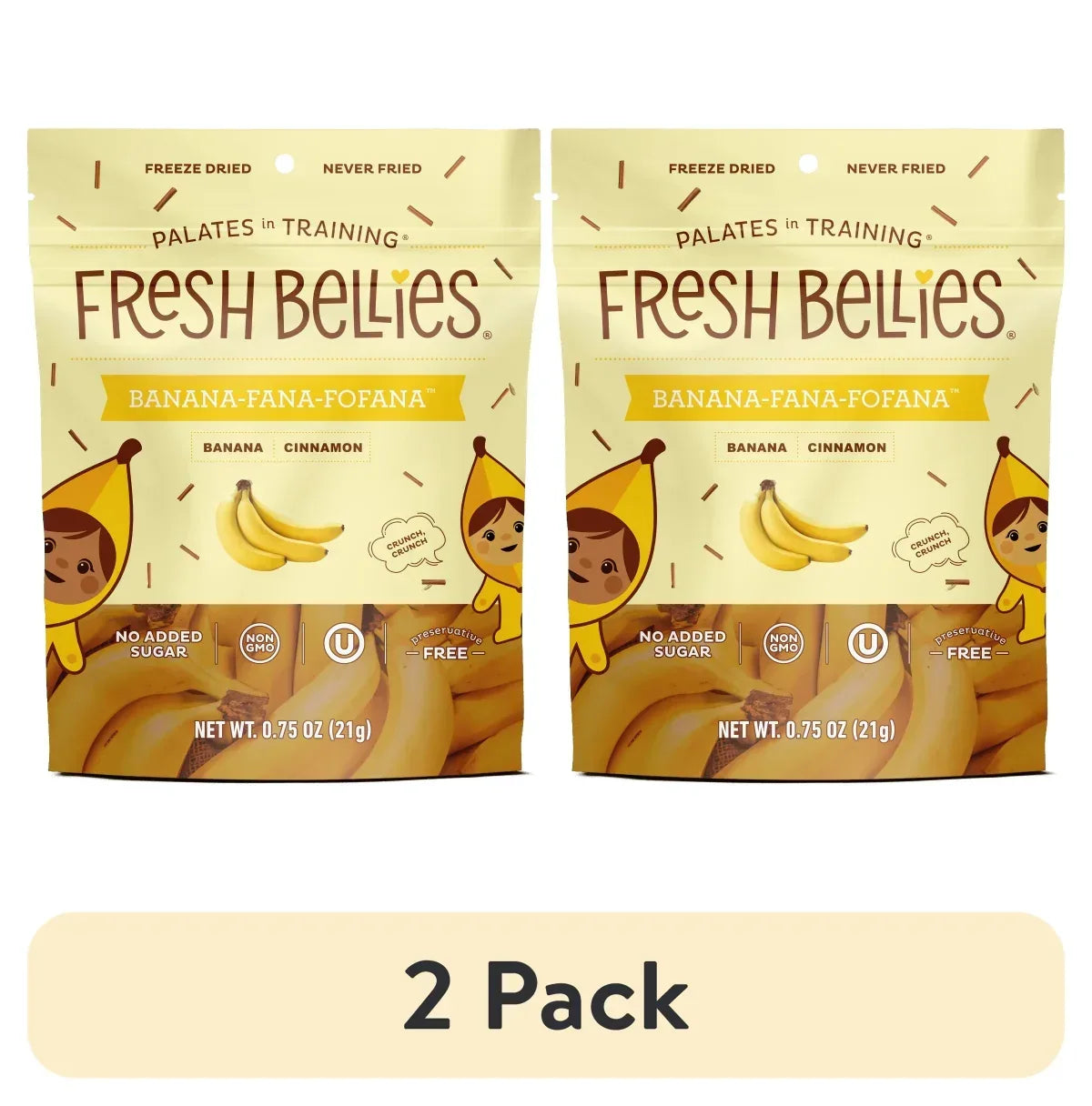 Fresh Bellies Banana-Fana-Fofana Freeze-Dried Toddler Snack, 0.75 oz, Resealable Pouch, 3 Ingredients, Vegan, Gluten-Free