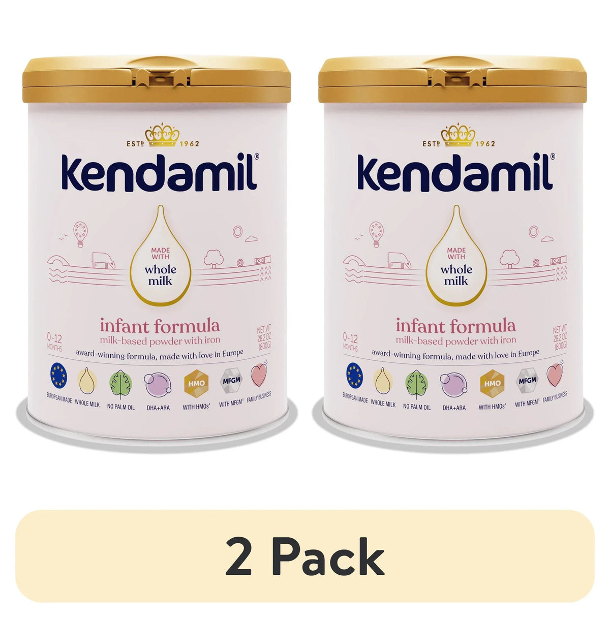 Kendamil European Whole Milk Classic Infant Formula Powder with HMOs, Prebiotics & DHA, 28.2 oz