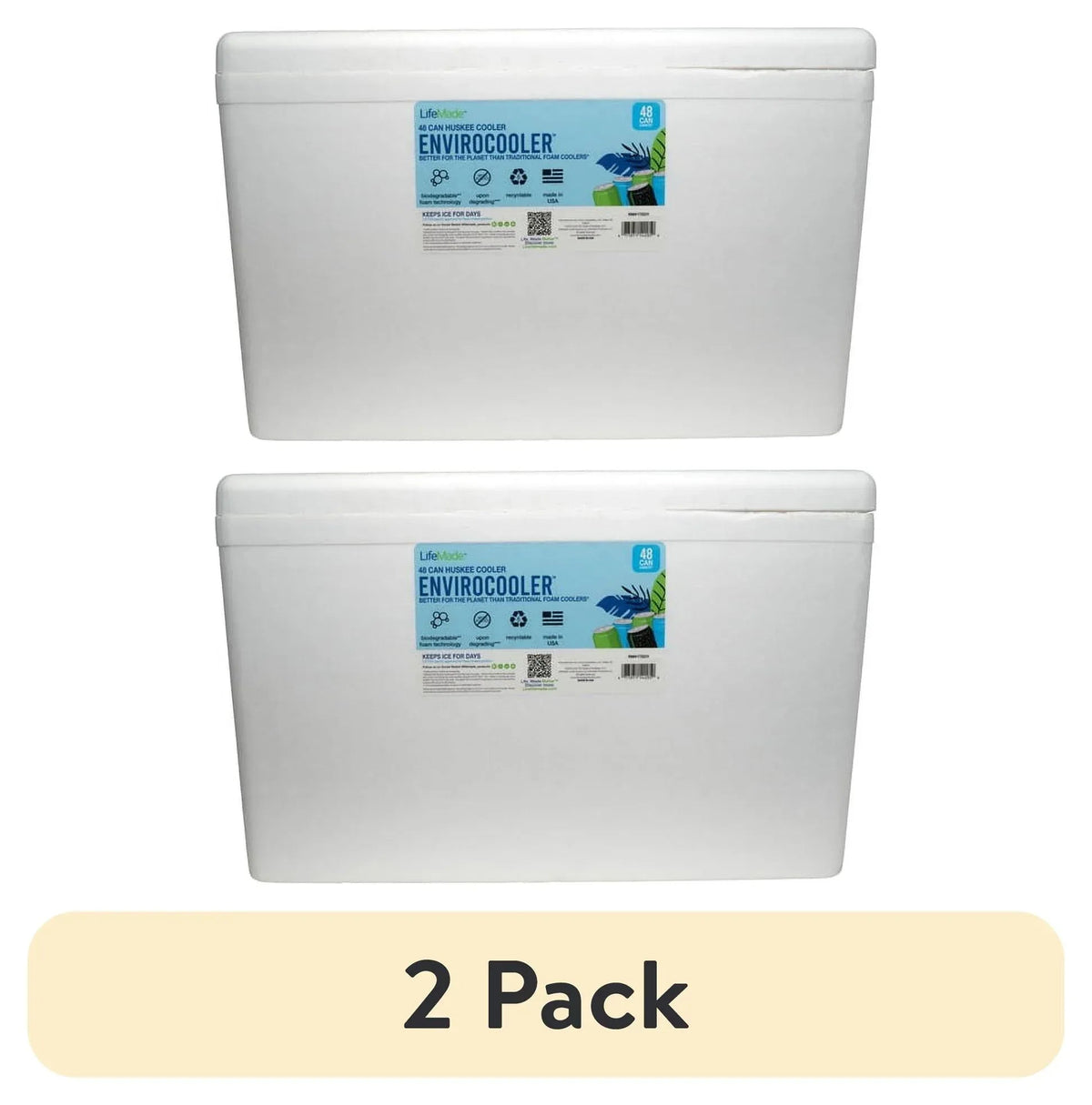 Lifoam 28Qt Envirocooler 24 Can Capacity Foam Cooler, White, 1 Count and FreezPak Small Ice Pack, 1 Count