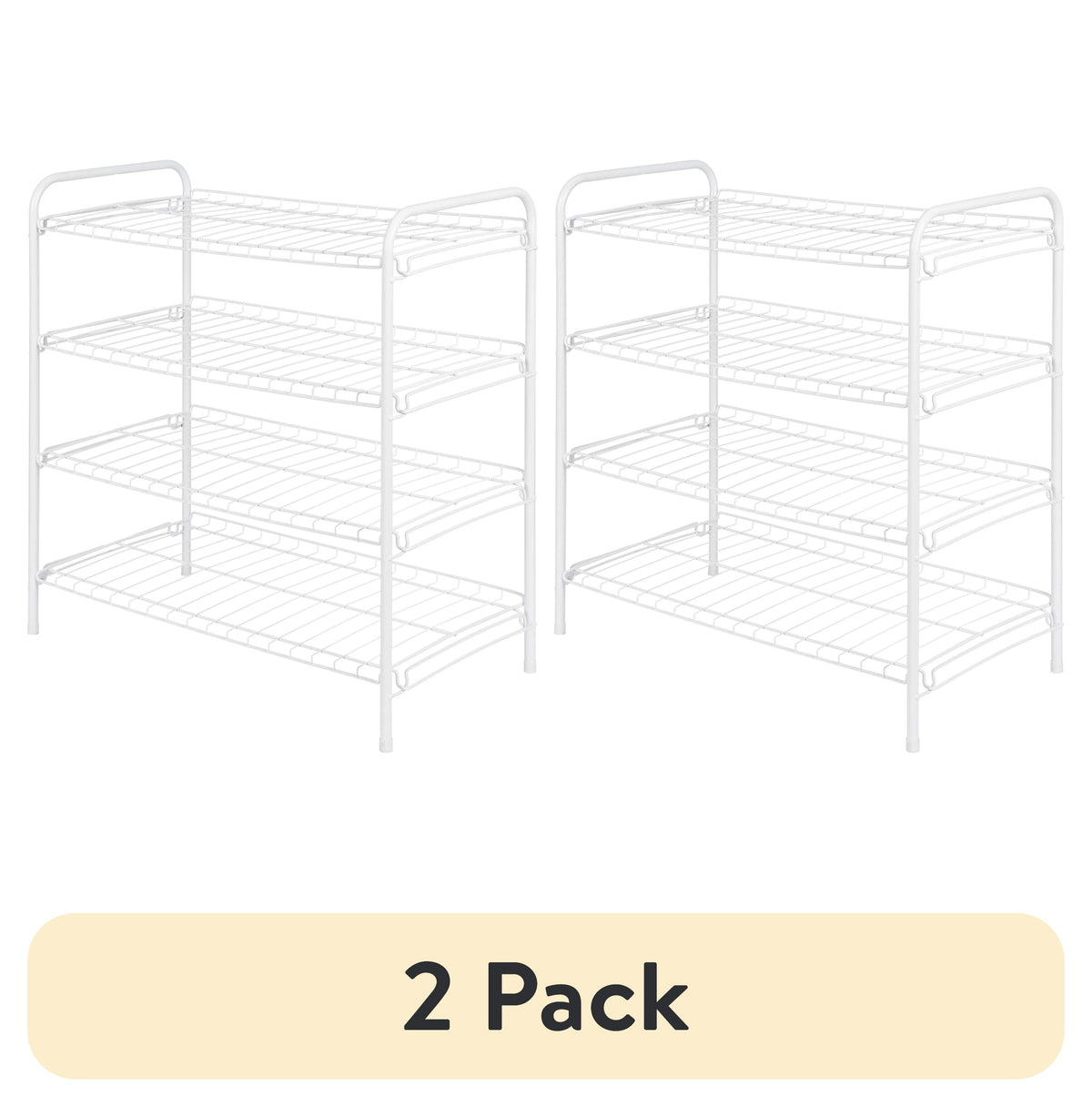 Mainstays Steel Wire Shoe Organizer, 4-Tiers, 12 Shoe Pair Capacity, Durable Shoe Rack, White
