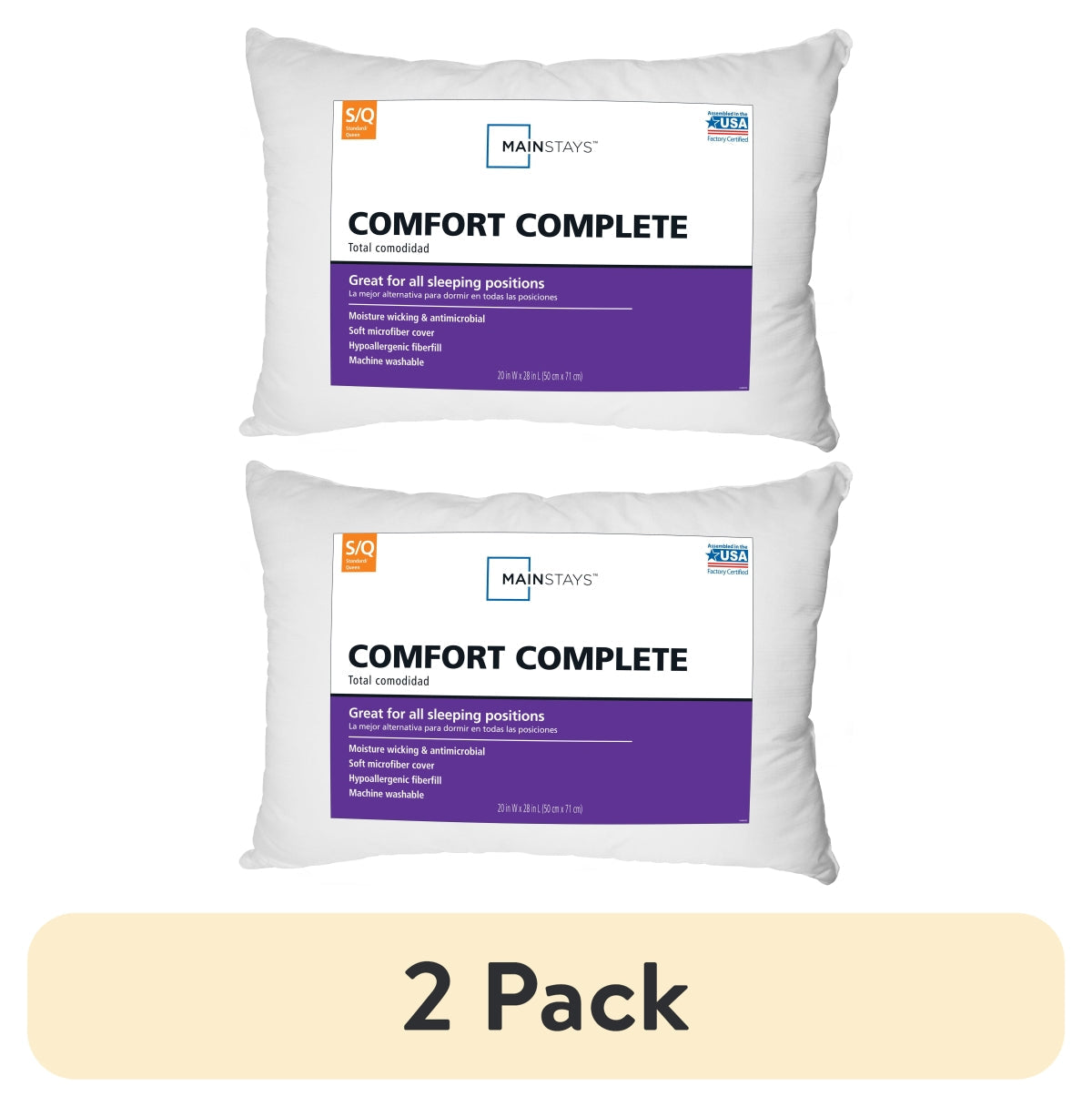 Mainstays Comfort Complete Bed Pillow, Standard/Queen