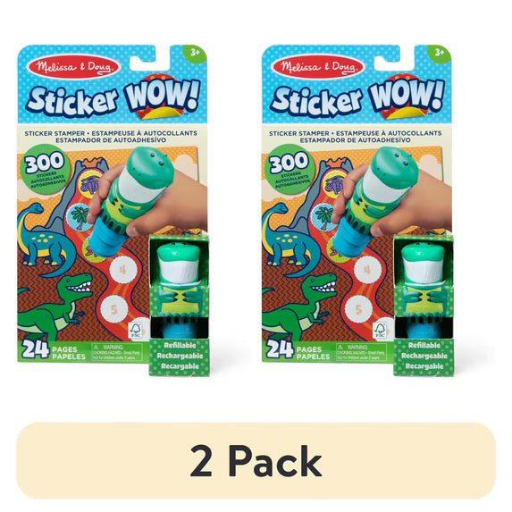Melissa & Doug Sticker WOW!™ 24-Page Activity Pad and Stamper, 300 Stickers, Arts and Crafts Fidget Toy Collectible Character – Dinosaur