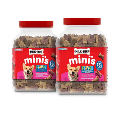 Milk Bone Flavor Snacks Mini’s Dog Biscuits, Flavored Crunchy Dog Treats, 36 oz Canister