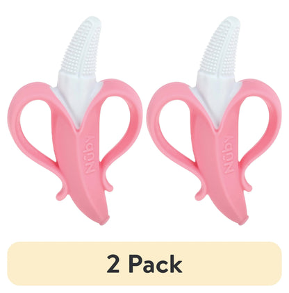 Nuby NanaNubs Banana Massaging Toothbrush for Infants, Pink