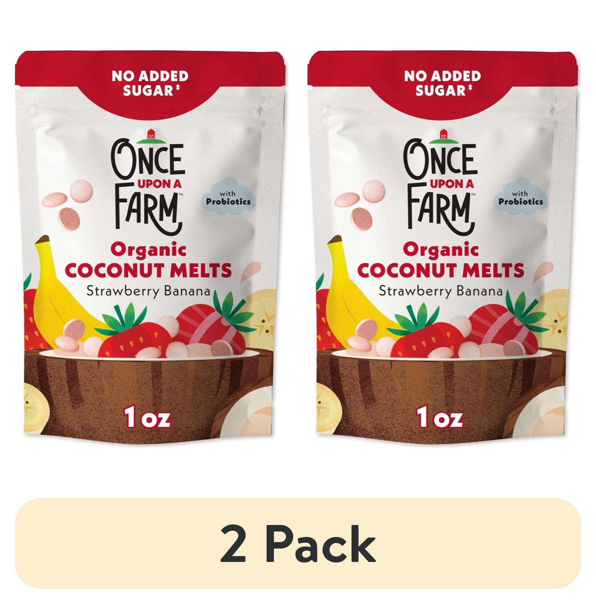 Once Upon a Farm Organic Coconut Melts, Strawberry Banana, 1oz Bag