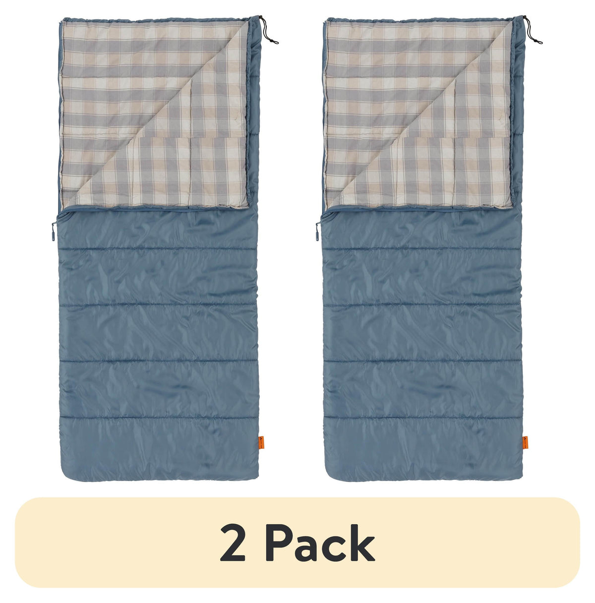 (2 pack) Ozark Trail 35F Flannel Lined Rectangle Adult Sleeping Bag - Brown (80" x 36")
